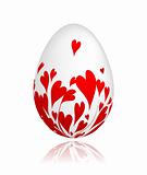 Easter egg with red hearts for your design