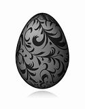 Easter egg black with floral ornament for your design