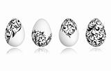 Easter eggs white with floral ornament for your design
