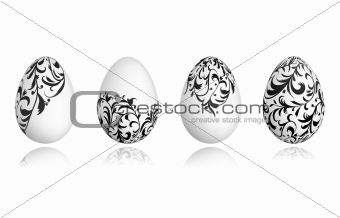 Easter eggs white with floral ornament for your design