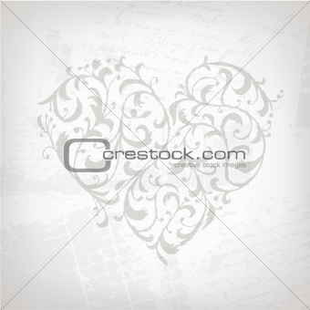Floral ornament heart shape for your design 