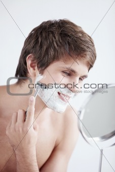 Shaving a man