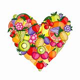 Energy fruit heart shape for your design 