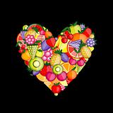 Energy fruit heart shape for your design 