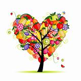 Energy fruit tree heart shape for your design 