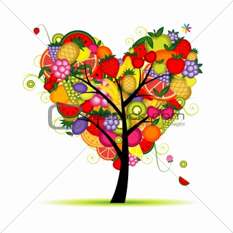 Energy fruit tree heart shape for your design 