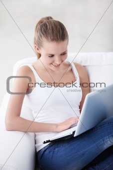 Young girl with a laptop