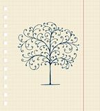 Sketch of tree on notebook sheet for your design