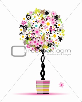 Summer floral tree in pot for your design