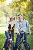 Young couple on bikes