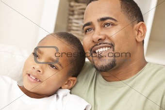 Happy African American Father and Son 