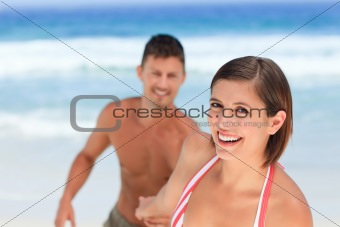 Smiling woman with her husband