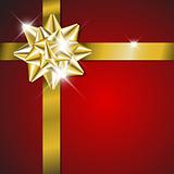 Christmas card - golden ribbon on red