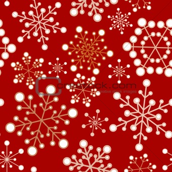 Red and golden christmas seamless pattern