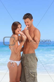 Couple eating an ice cream