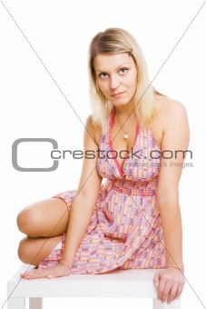 attractive girl in summer dress