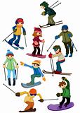 cartoon ski people icon