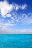 Caribbean sea horizon blue sky clouds Mexico