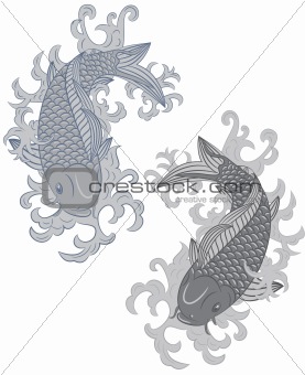 japanese style koi  (carp fish)