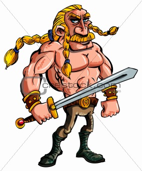 Cartoon Viking with a sword