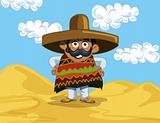 Cartoon Mexican in the desert