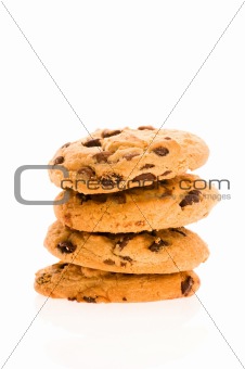 Chocolate Chip Cookies isolated on the white