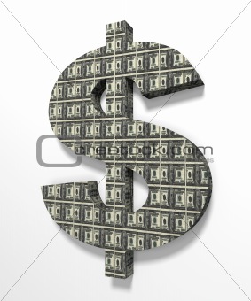 Dollar 3D Textured with 100 dollars banknote