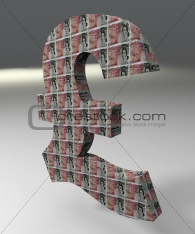 Pound 3D Textured with 50 pounds banknote