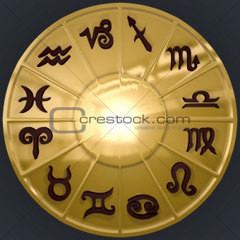 Golden Disk with Brown Zodiac Signs