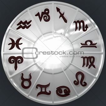 Silver Disk with Brown Zodiac Signs