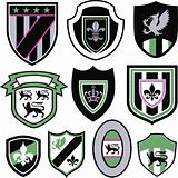 heraldic royal emblem badge set