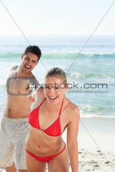 Smiling woman with her boyfriend