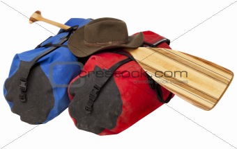 paddle, hat and waterproof luggage