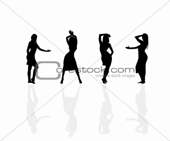 Silhouettes of young women 