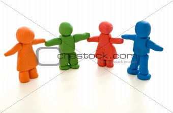 Colorful clay people - unity in diversity concept