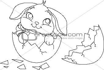 Easter bunny surprise. Coloring page