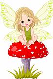 Baby Fairy on the Mushroom 