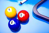 Billiard balls isolated on blue