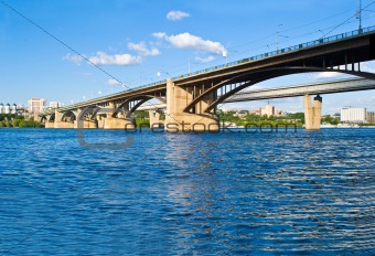 bridge across the river in Novosibirsk Ob