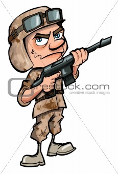 Cartoon soldier isolated on white
