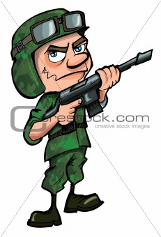 Cartoon soldier isolated on white