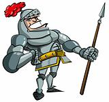 Cartoon knight in armour with a spear