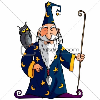 Cartoon Wizard with a staff