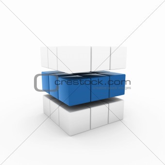 3d business cube blue