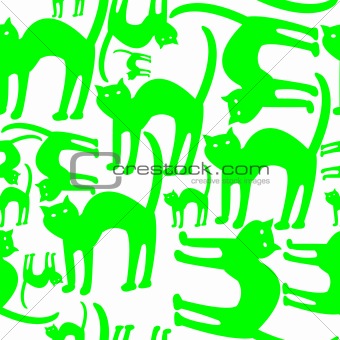 green cats pattern isolated on white background