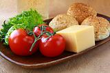Tomatoes and cheese, bread a simple meal for lunch