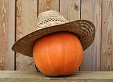 Pumpkin in straw hat