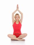 Beautifu fitness woman doing yoga meditation pose.isolated 