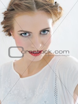 Pretty sensual summer girl with natural make-up. isolated