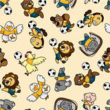 seamless animal soccer pattern